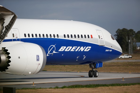 The new Boeing 787-10 Dreamliner taxis on the runway during it's first flight at the Charleston International Airport in North Charleston